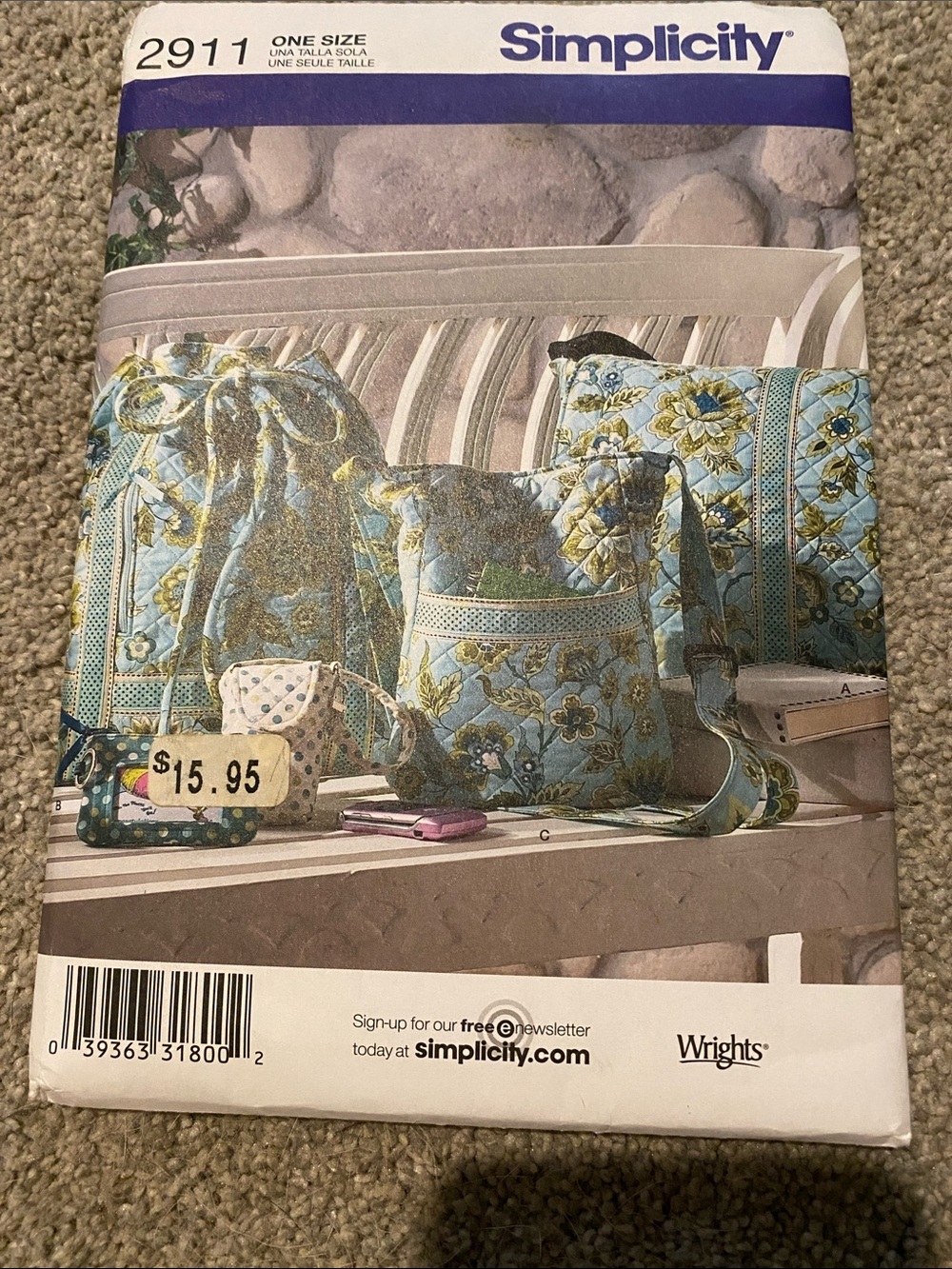 Simplicity Quilted Bag Sewing Pattern 2911
